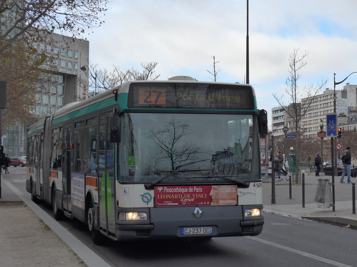 (166'865) - RATP Paris - Nr. 4509/CJ 237 DC - Renault am 16. November 2015 in Paris, Place d'Italie