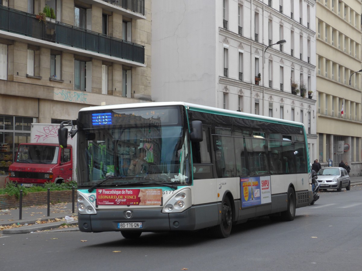 (166'871) - RATP Paris - Nr. 5177/BD 176 QN - Irisbus am 16. November 2015 in Paris, Stalingrad