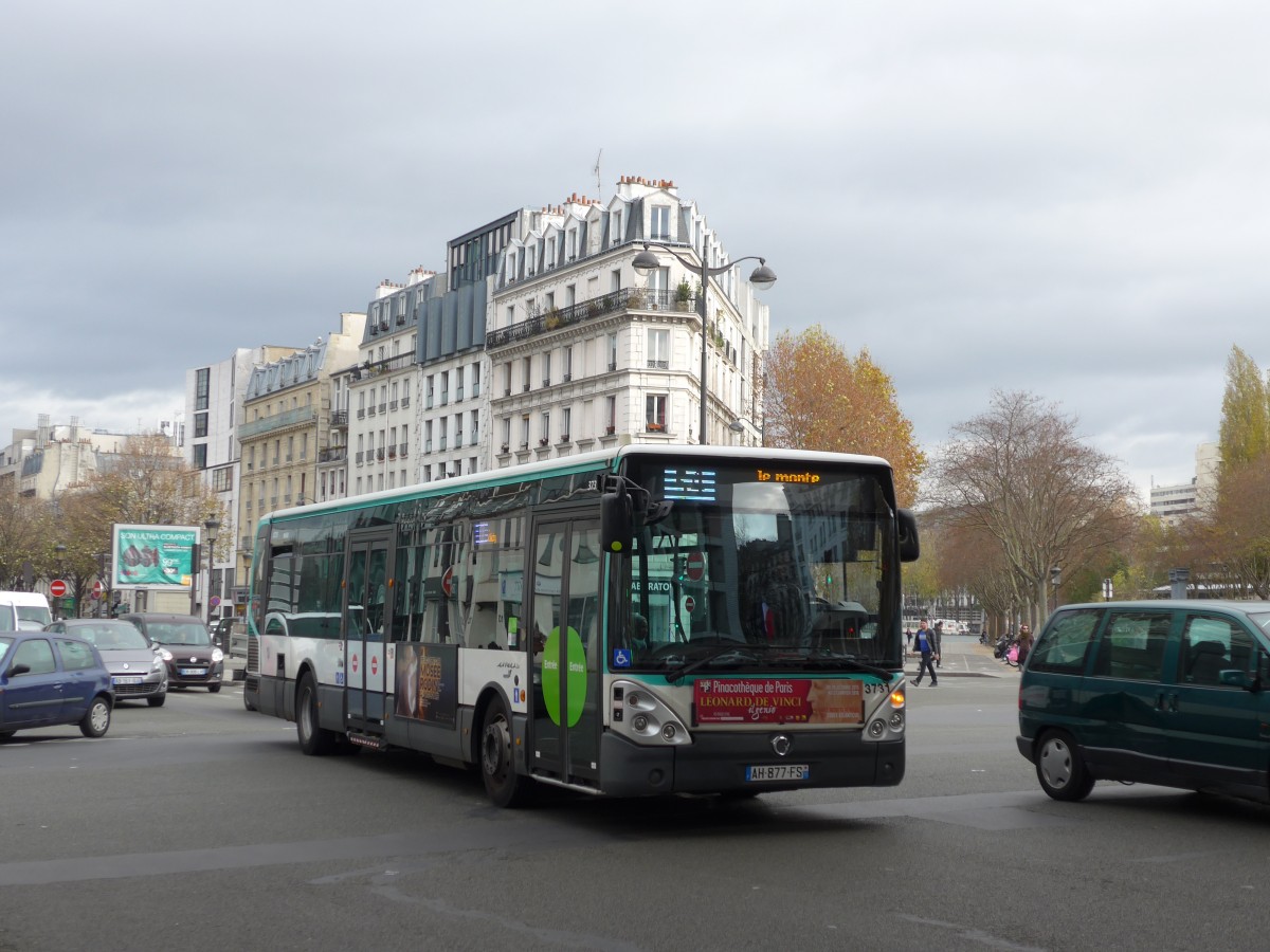 (166'873) - RATP Paris - Nr. 3731/AH 877 FS - Irisbus am 16. November 2015 in Paris, Stalingrad