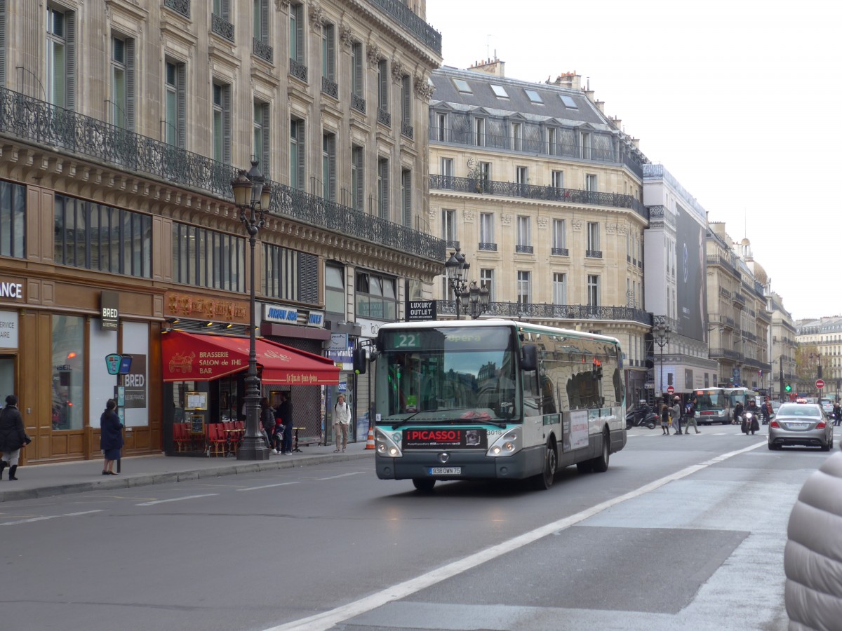 (166'886) - RATP Paris - Nr. 3018/938 QWN 75 - Irisbus am 16. November 2015 in Paris, Opra