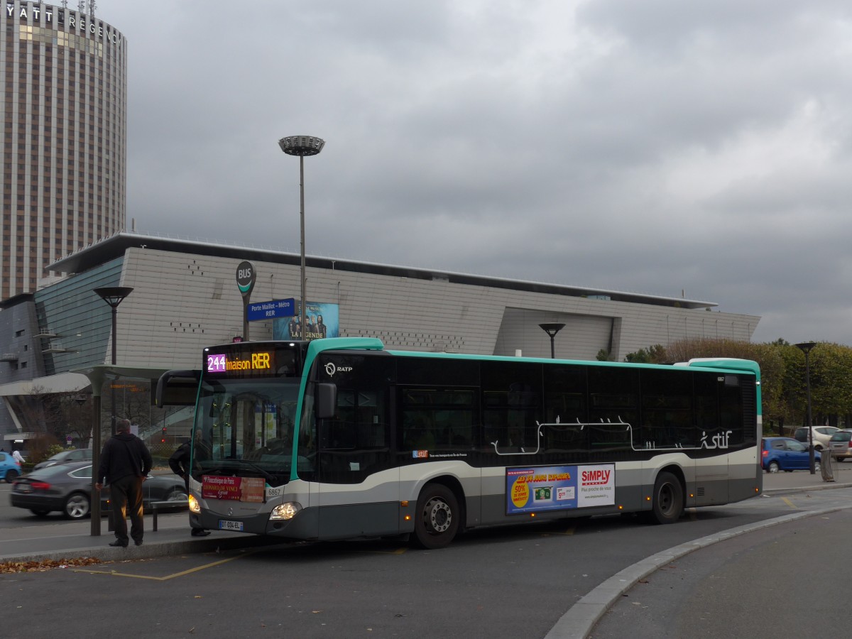 (167'011) - RATP Paris - Nr. 6867/DT 034 EL - Mercedes am 16. November 2015 in Paris, Porte Maillot