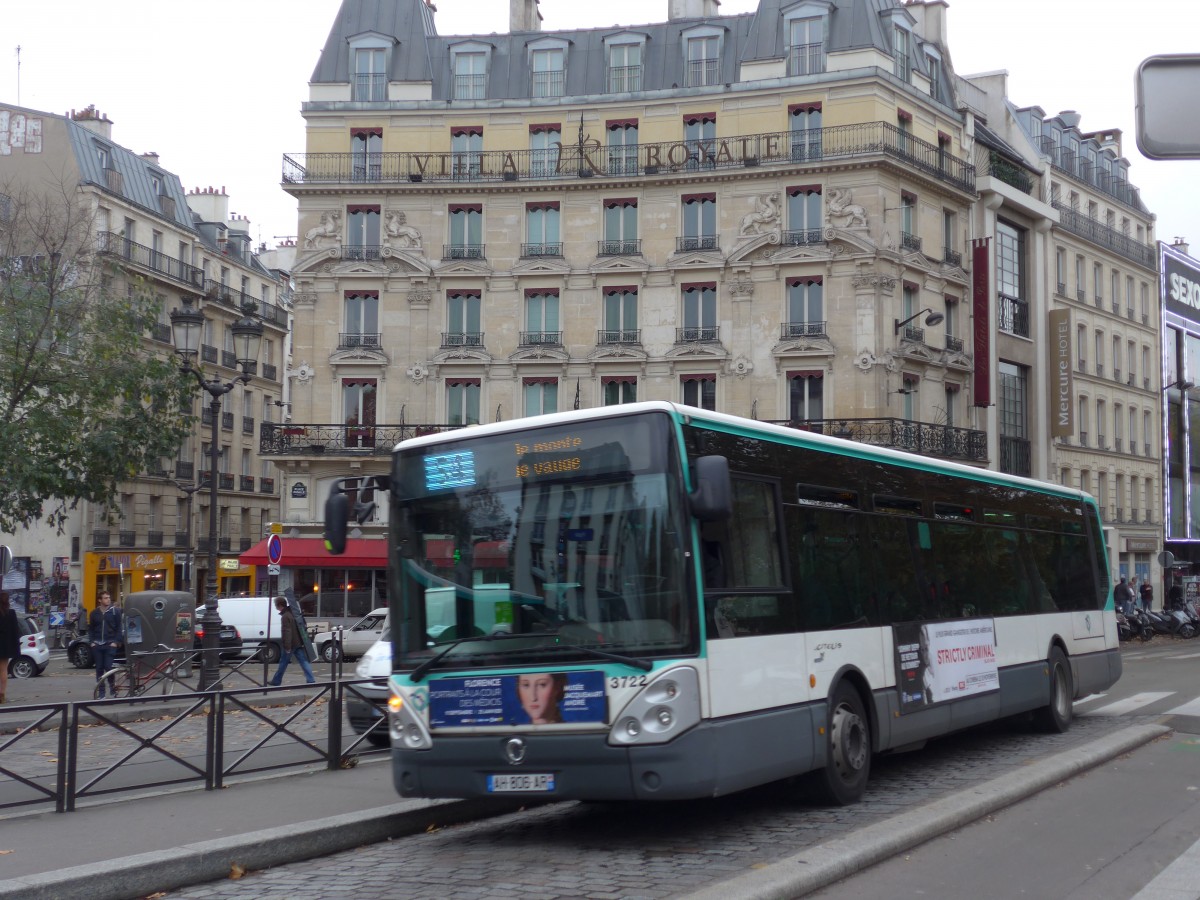 (167'142) - RATP Paris - Nr. 3722/AH 806 AR - Irisbus am 17. November 2015 in Paris, Pigalle