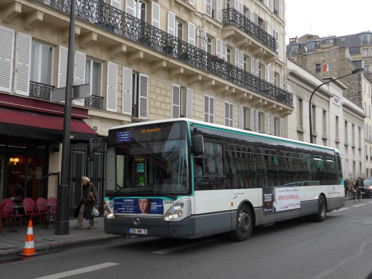 (167'154) - RATP Paris - Nr. 3445/256 RNK 75 - Irisbus am 17. November 2015 in Paris, Rome