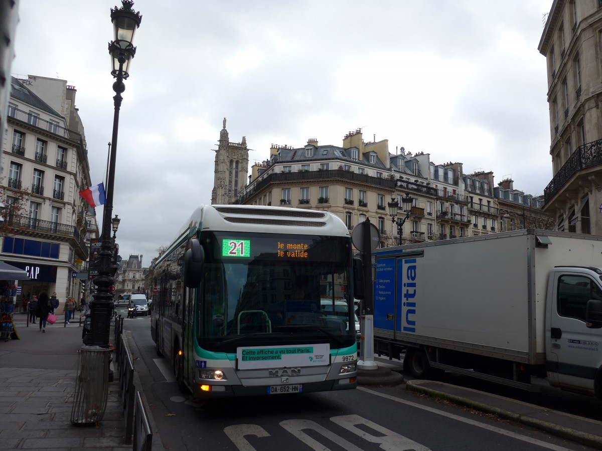 (167'366) - RATP Paris - Nr. 9972/DA 652 HN - MAN am 18. November 2015 in Paris, Chtelet