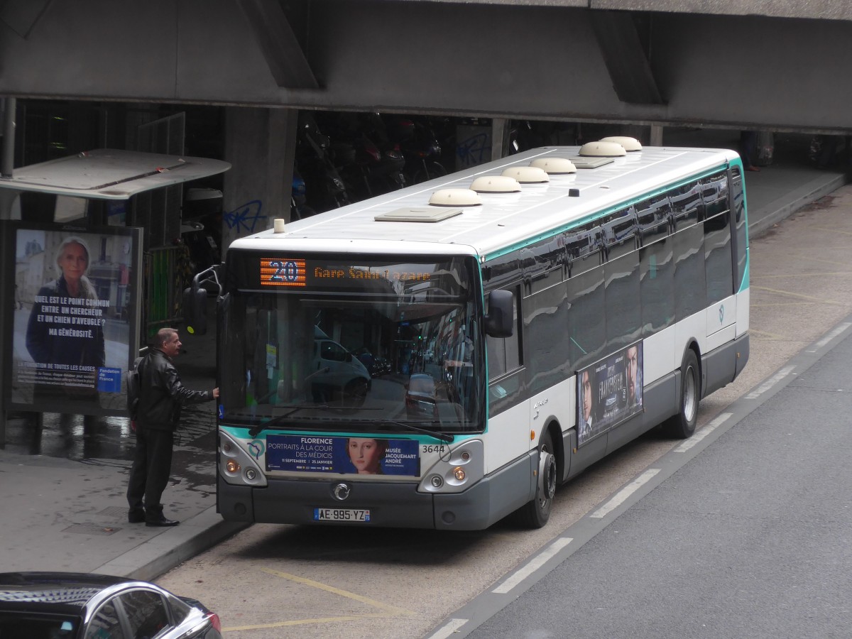 (167'383) - RATP Paris - Nr. 3644/AE 995 YZ - Irisbus am 18. November 2015 in Paris, Gare de Lyon