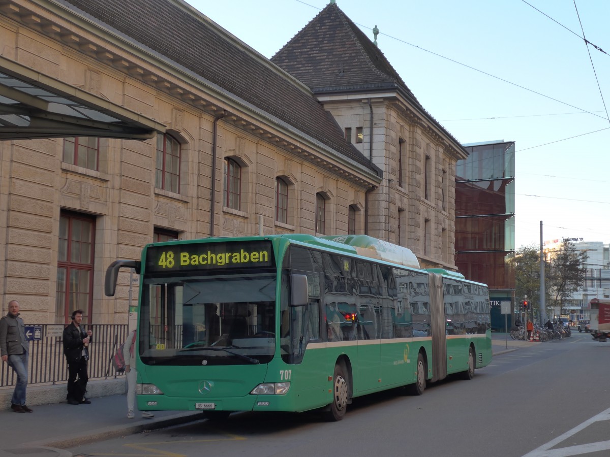 (167'406) - BVB Basel - Nr. 707/BS 6666 - Mercedes am 18. November 2015 beim Bahnhof Basel