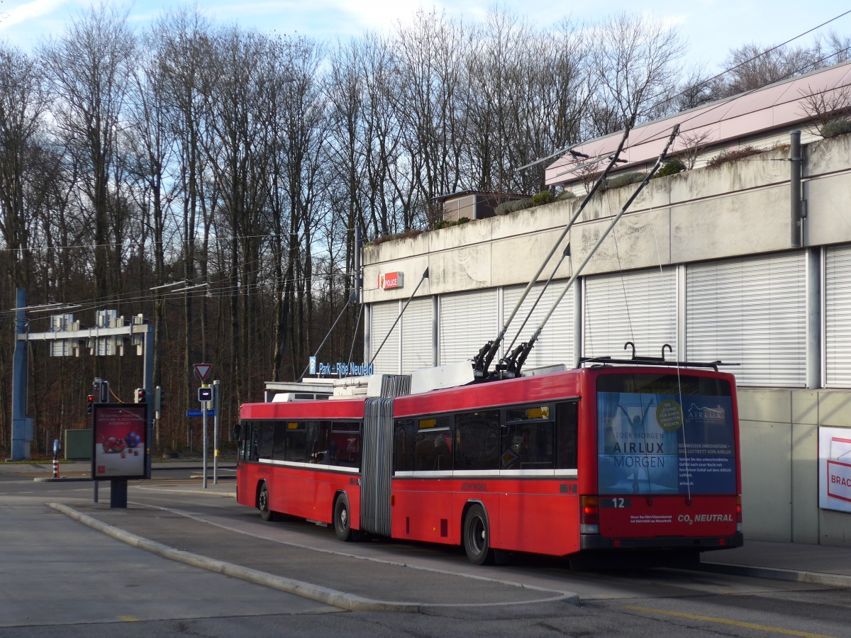 (167'763) - Bernmobil, Bern - Nr. 12 - NAW/Hess Gelenktrolleybus am 13. Dezember 2015 in Bern, Neufeld P+R