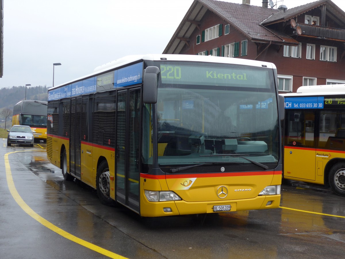 (168'442) - PostAuto Bern - BE 508'209 - Mercedes (ex Portenier, Adelboden Nr. 9) am 10. Januar 2016 beim Bahnhof Reichenbach