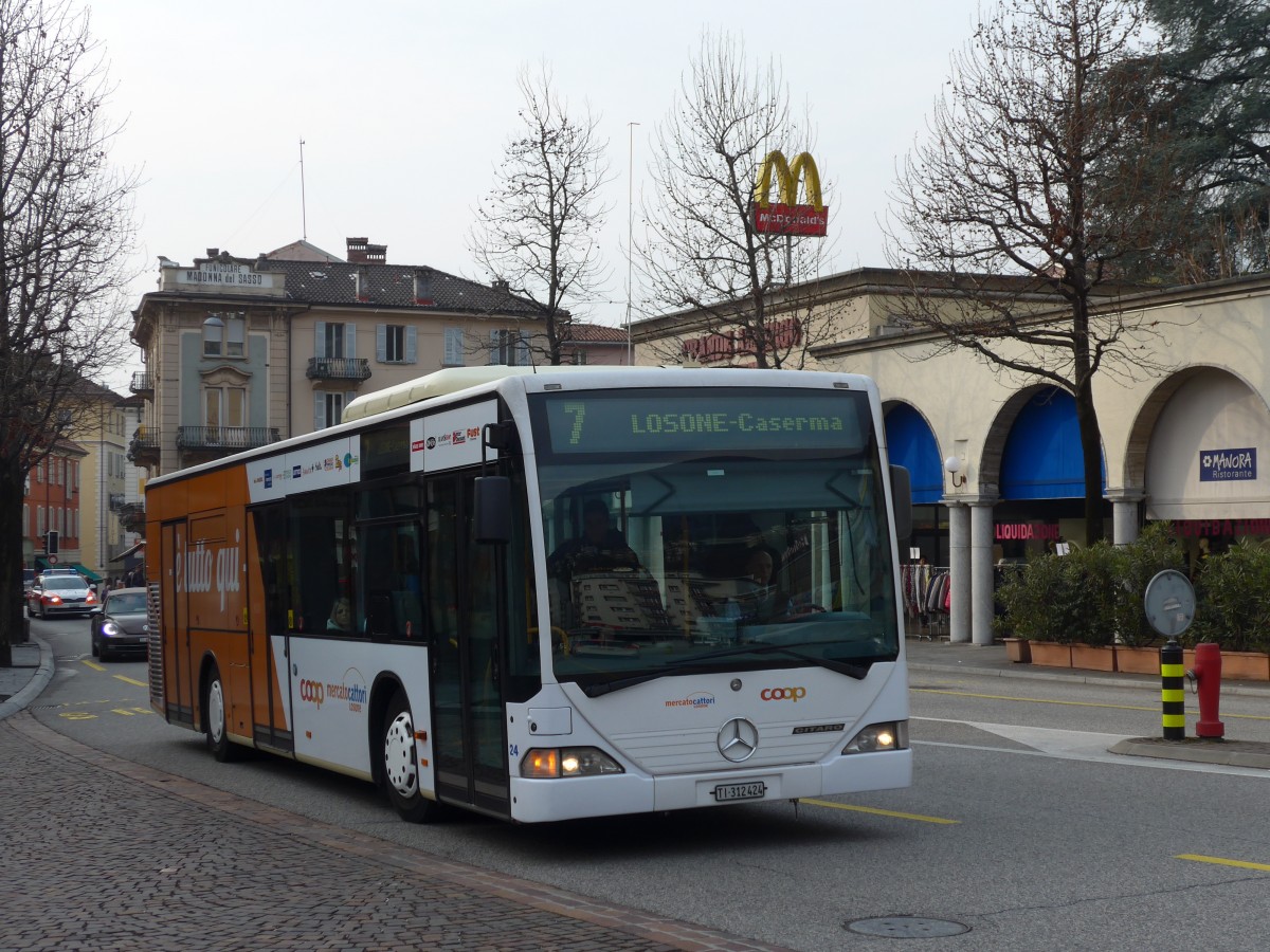 (168'602) - FART Locarno - Nr. 24/TI 312'424 - Mercedes am 6. Februar 2016 beim Bahnhof Locarno