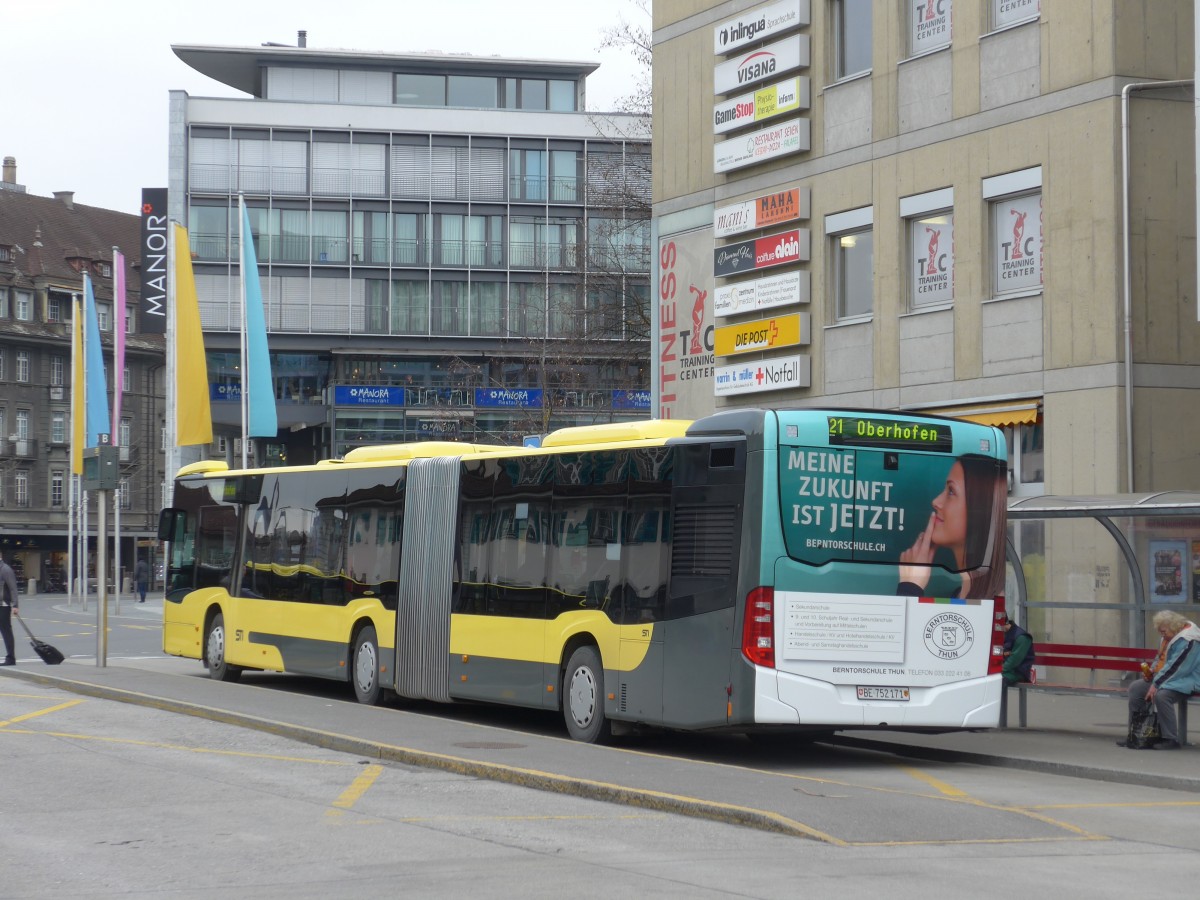 (168'731) - STI Thun - Nr. 171/BE 752'171 - Mercedes am 17. Februar 2016 beim Bahnhof Thun