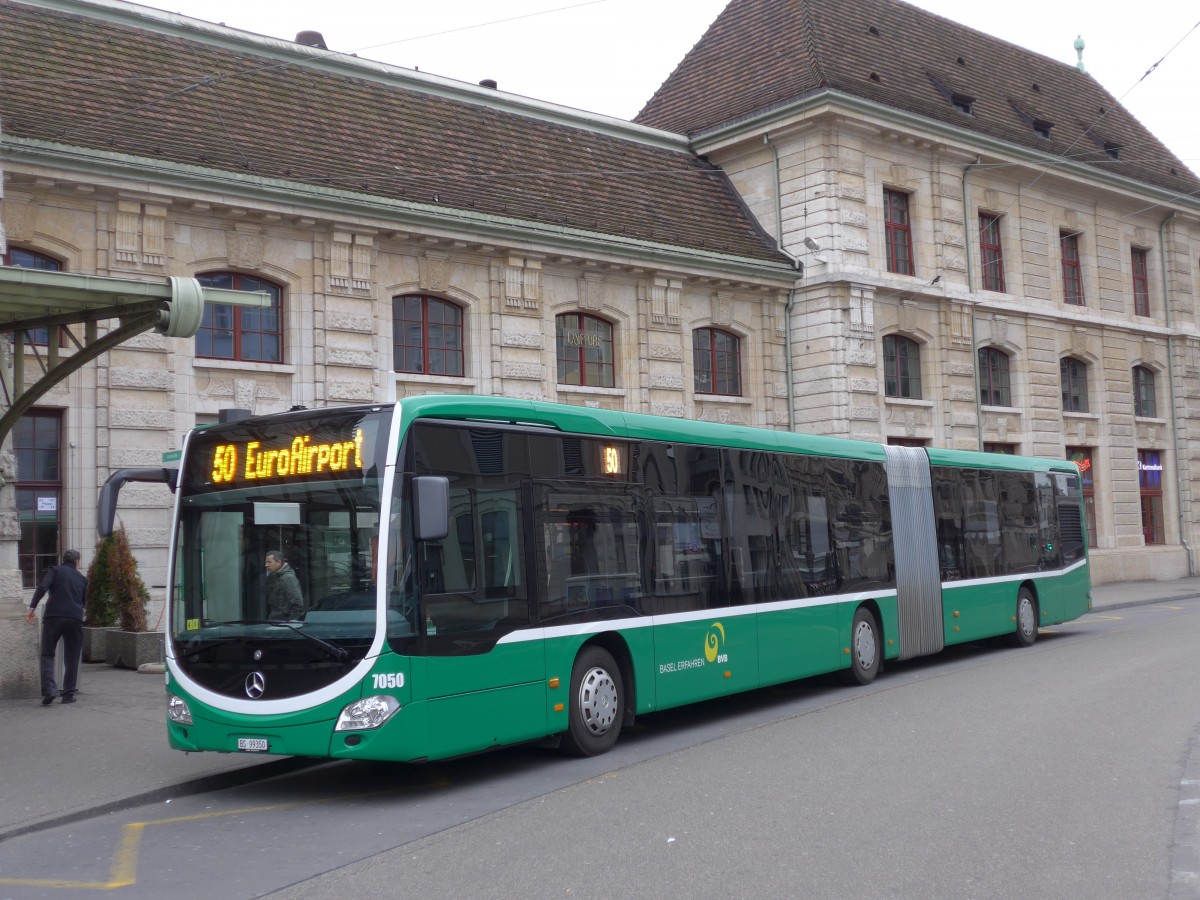 (168'745) - BVB Basel - Nr. 7050/BS 99'350 - Mercedes am 20. Februar 2016 beim Bahnhof Basel