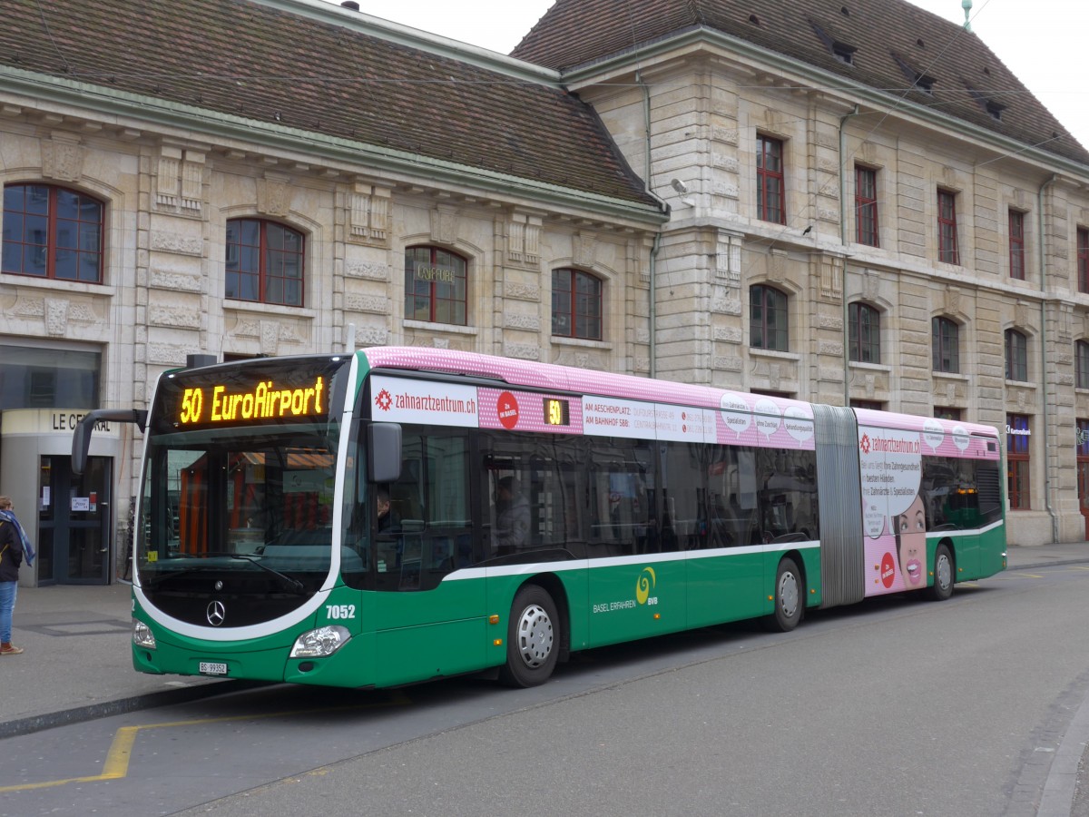 (168'753) - BVB Basel - Nr. 7052/BS 99'352 - Mercedes am 20. Februar 2016 beim Bahnhof Basel