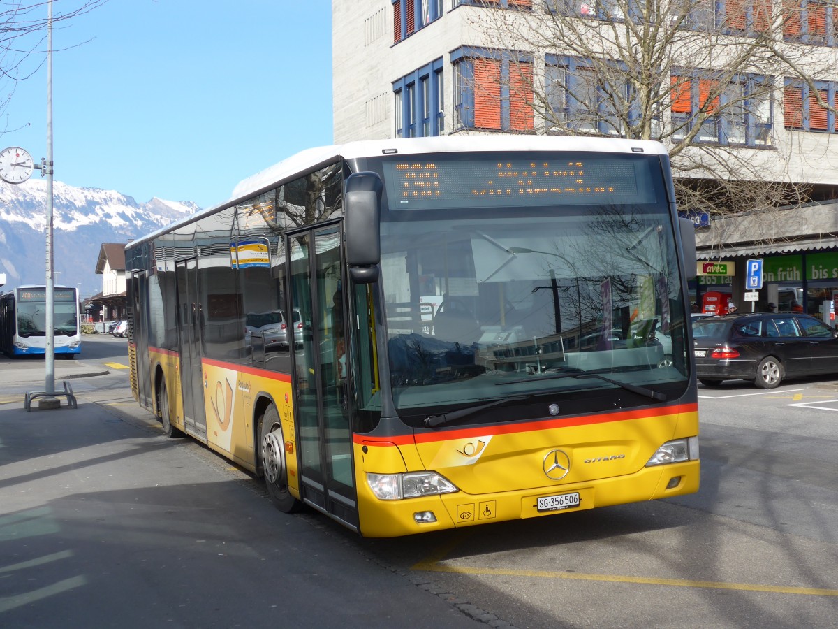 (168'983) - PostAuto Ostschweiz - SG 356'506 - Mercedes (ex Schmidt, Oberbren) am 27. Februar 2016 beim Bahnhof Buchs