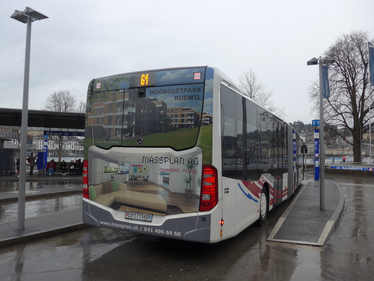 (169'489) - ARAG Ruswil - Nr. 36/LU 173'560 - Mercedes am 25. Mrz 2016 beim Bahnhof Luzern