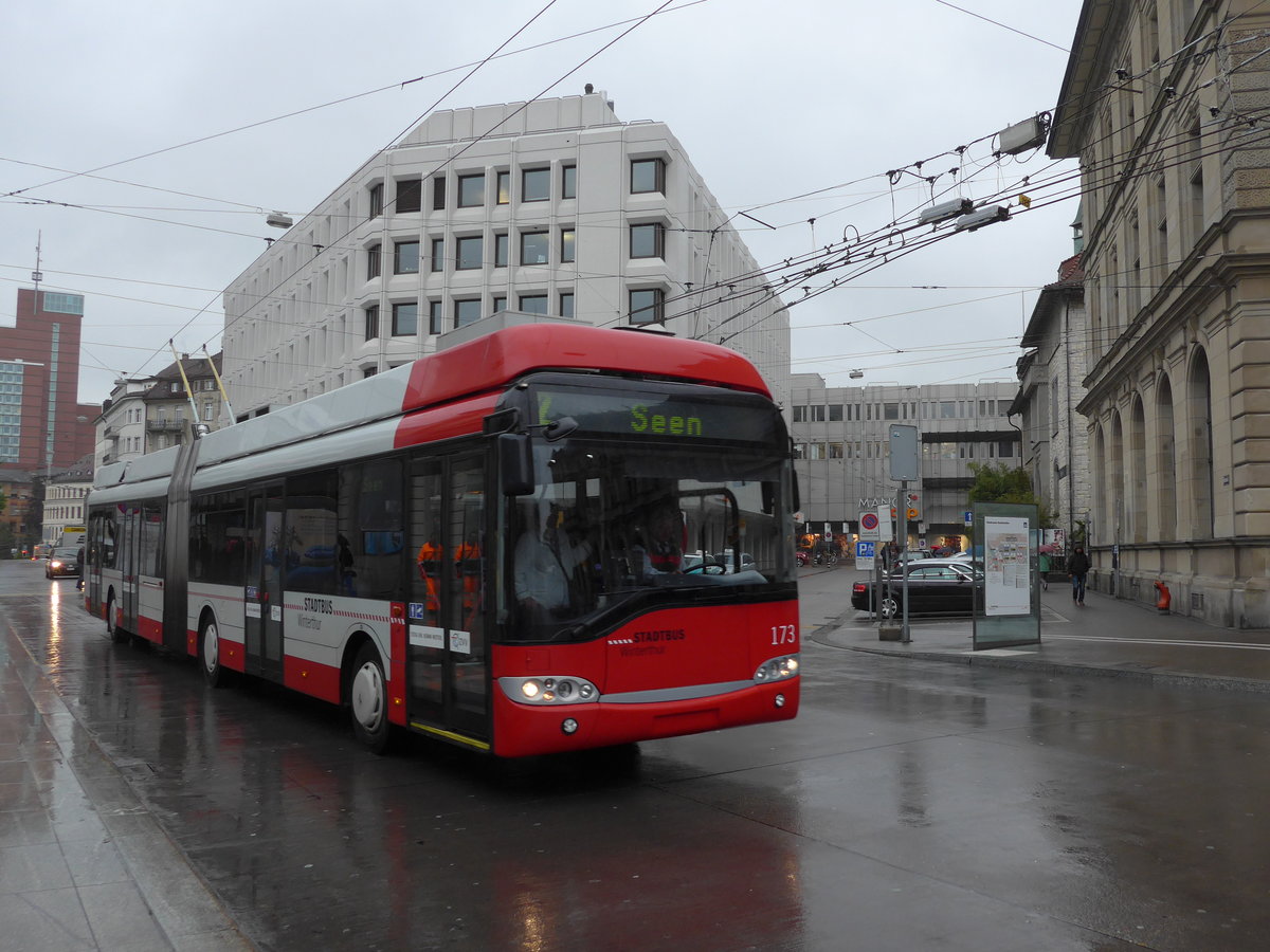 (170'471) - SW Winterthur - Nr. 173 - Solaris Gelenktrolleybus am 13. Mai 2016 beim Hauptbahnhof Winterthur