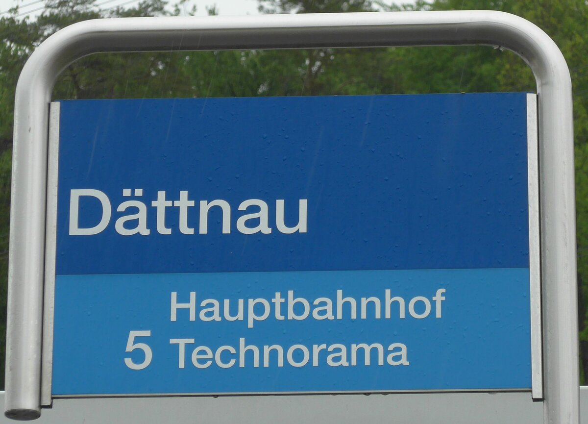 (170'505) - SBW-Haltestellenschild - Winterthur, Dttnau - am 13. Mai 2016 