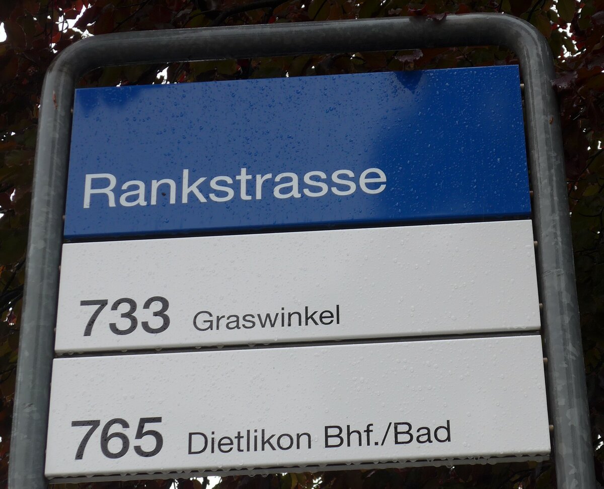 (170'541) - ZVV-Haltestellenschild - Kloten, Rankstrasse - am 13. Mai 2016
