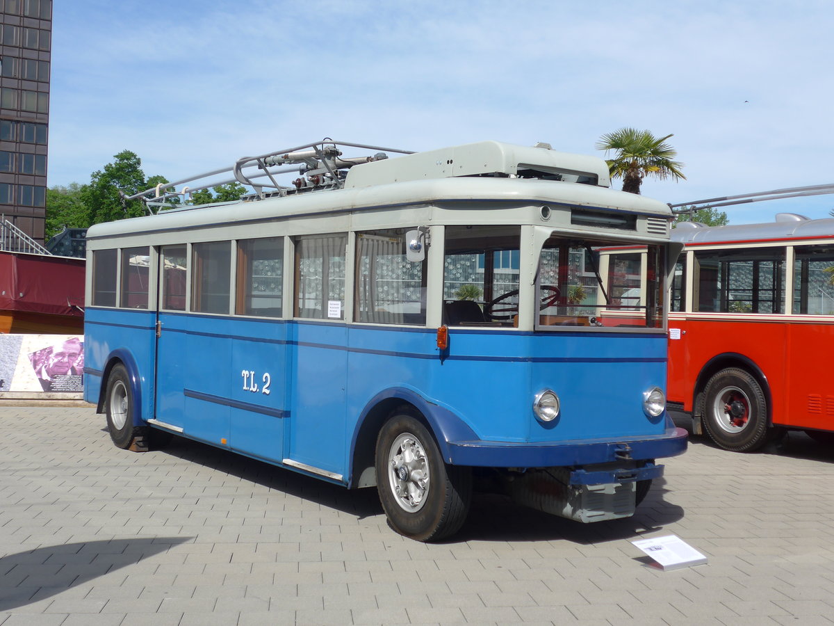 (171'232) - TL Lausanne (Rtrobus) - Nr. 2 - FBW/Eggli Trolleybus (ex Nr. 3) am 22. Mai 2016 in Luzern, Verkehrshaus
