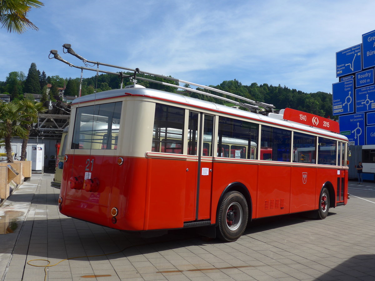 (171'234) - VB Biel - Nr. 21 - Berna/Hess Trolleybus am 22. Mai 2016 in Luzern, Verkehrshaus