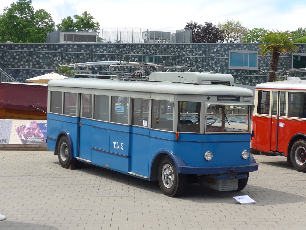 (171'352) - TL Lausanne (Rtrobus) - Nr. 2 - FBW/Eggli Trolleybus (ex Nr. 3) am 22. Mai 2016 in Luzern, Verkehrshaus
