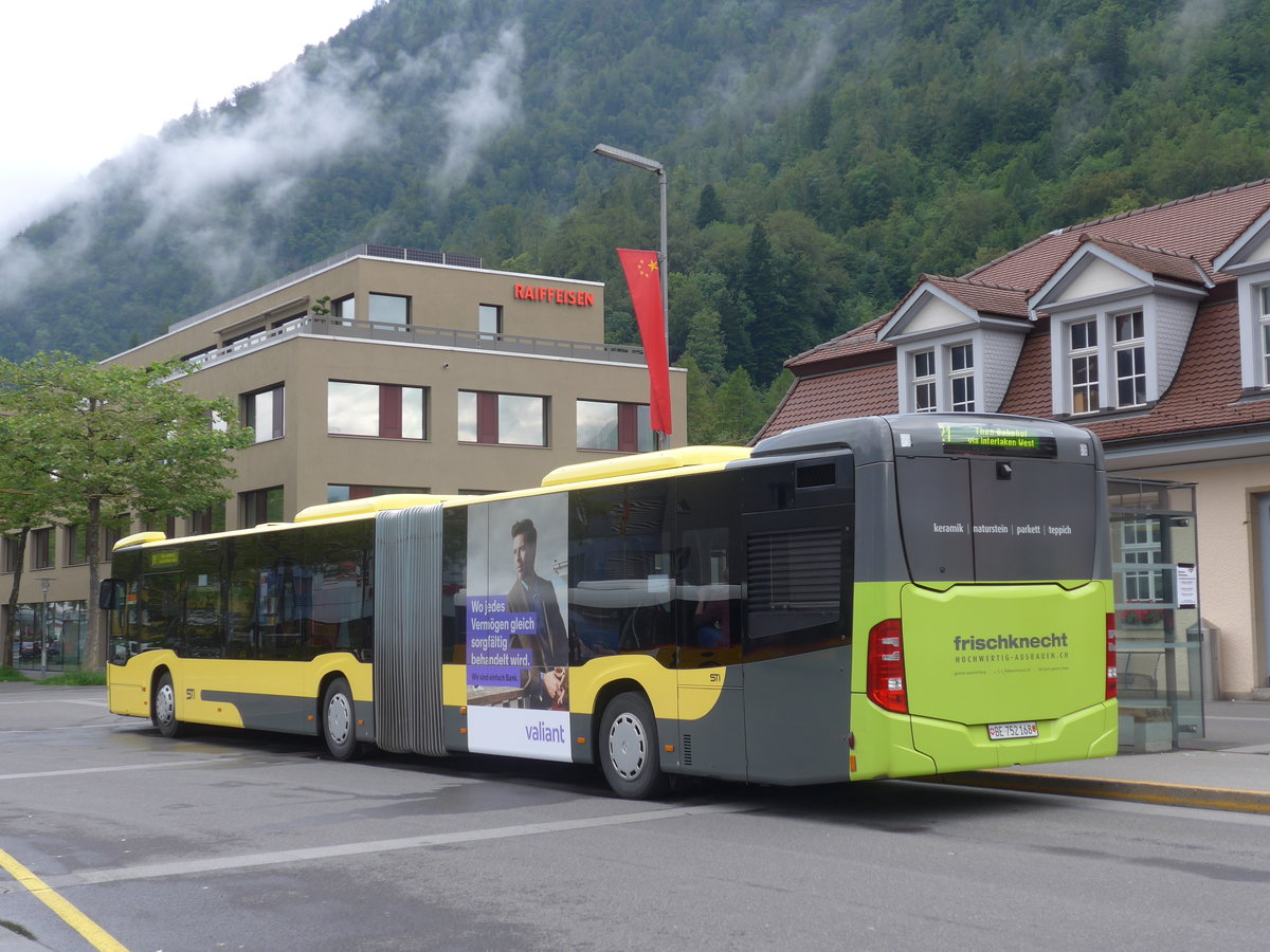 (172'203) - STI Thun - Nr. 168/BE 752'168 - Mercedes am 26. Juni 2016 beim Bahnhof Interlaken Ost