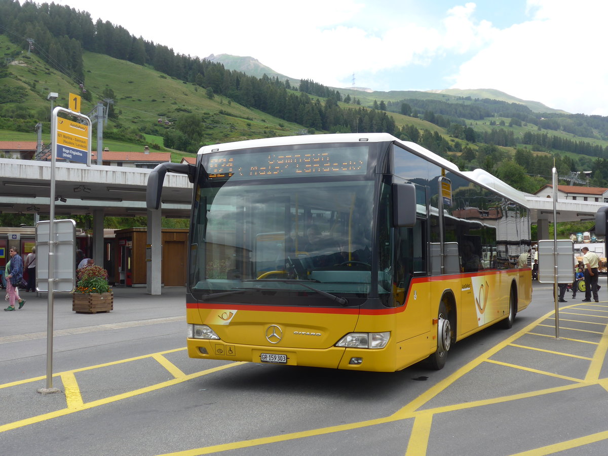 (173'350) - PostAuto Graubnden - GR 159'303 - Mercedes am 24. Juli 2016 beim Bahnhof Scuol-Tarasp