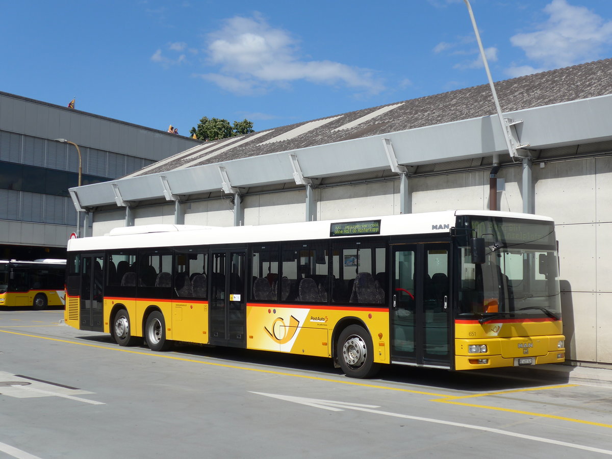 (173'621) - PostAuto Bern - Nr. 651/BE 601'341 - MAN am 1. August 2016 in Bern, Postautostation