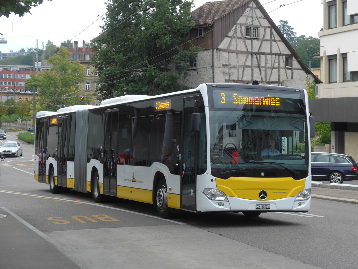 (173'941) - VBSH Schaffhausen - Nr. 14/SH 38'014 - Mercedes am 20. August 2016 beim Bahnhof Schaffhausen