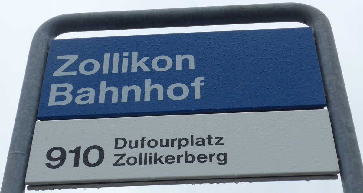 (174'581) - ZVV-Haltestellenschild - Zollikon, Bahnhof - am 5. September 2016