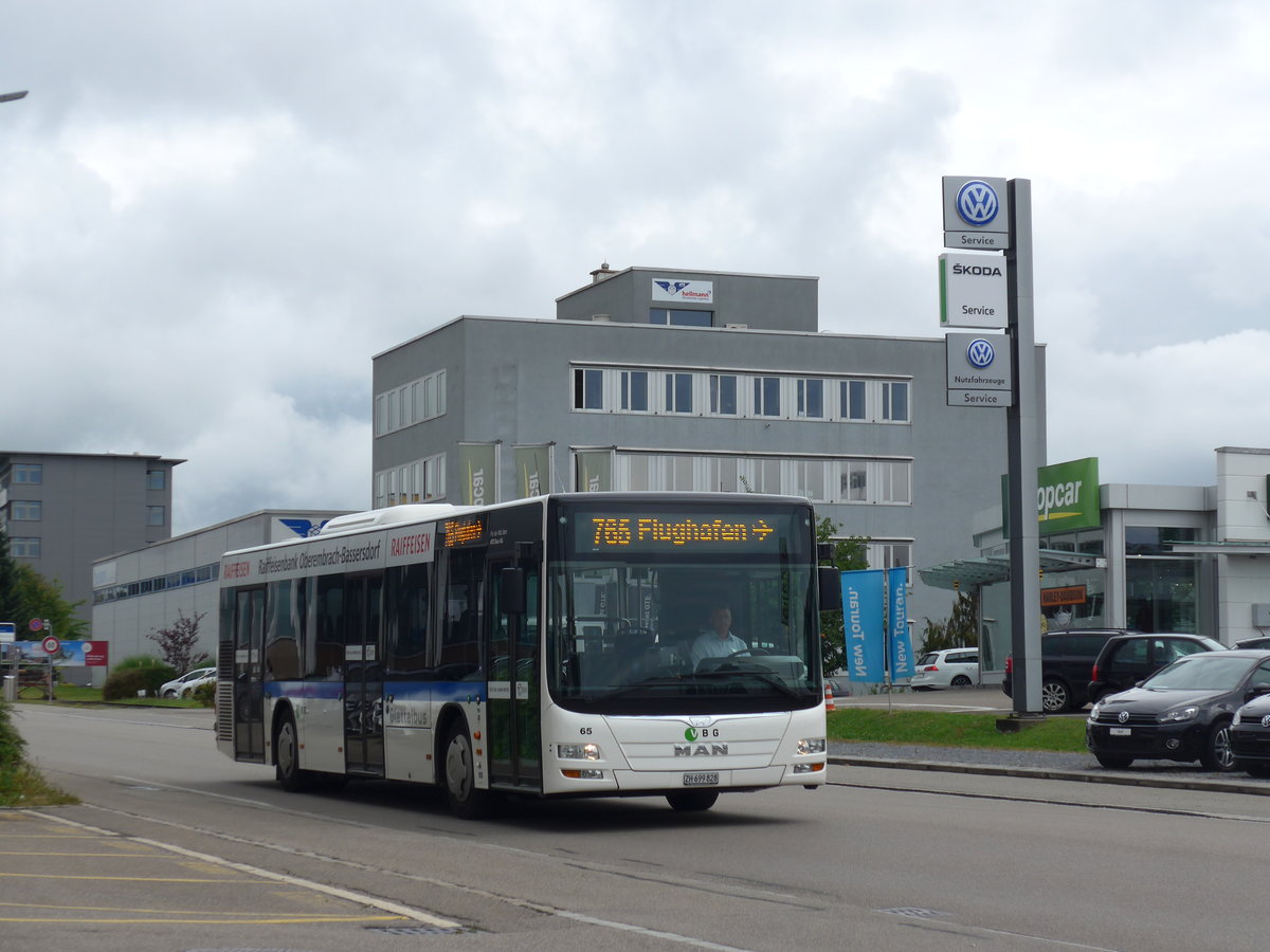 (174'627) - ATE Bus, Effretikon - Nr. 65/ZH 699'828 - MAN am 5. September 2016 in Kloten, EvoBus
