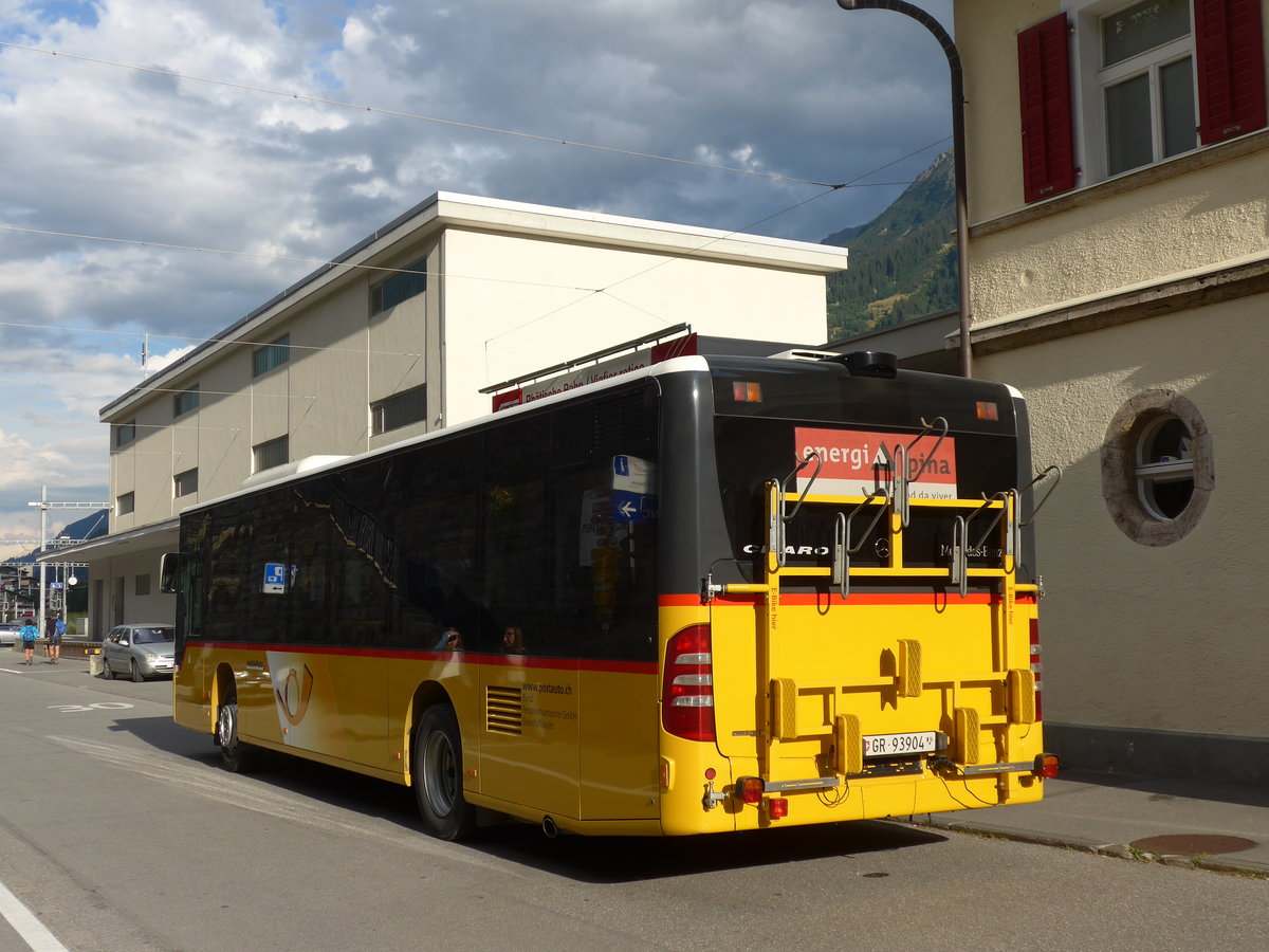 (174'846) - Bundi, Disentis - GR 93'904 - Mercedes (ex GR 95'248) am 10. September 2016 beim Bahnhof Disentis