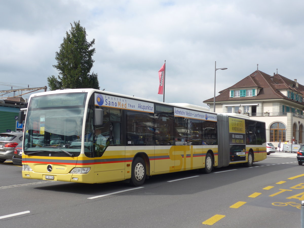 (175'057) - STI Thun - Nr. 136/BE 801'136 - Mercedes am 20. September 2016 beim Bahnhof Thun