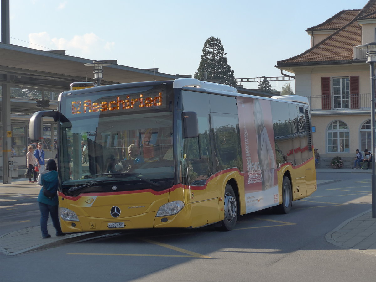 (175'155) - PostAuto Bern - BE 653'383 - Mercedes am 24. September 2016 beim Bahnhof Spiez