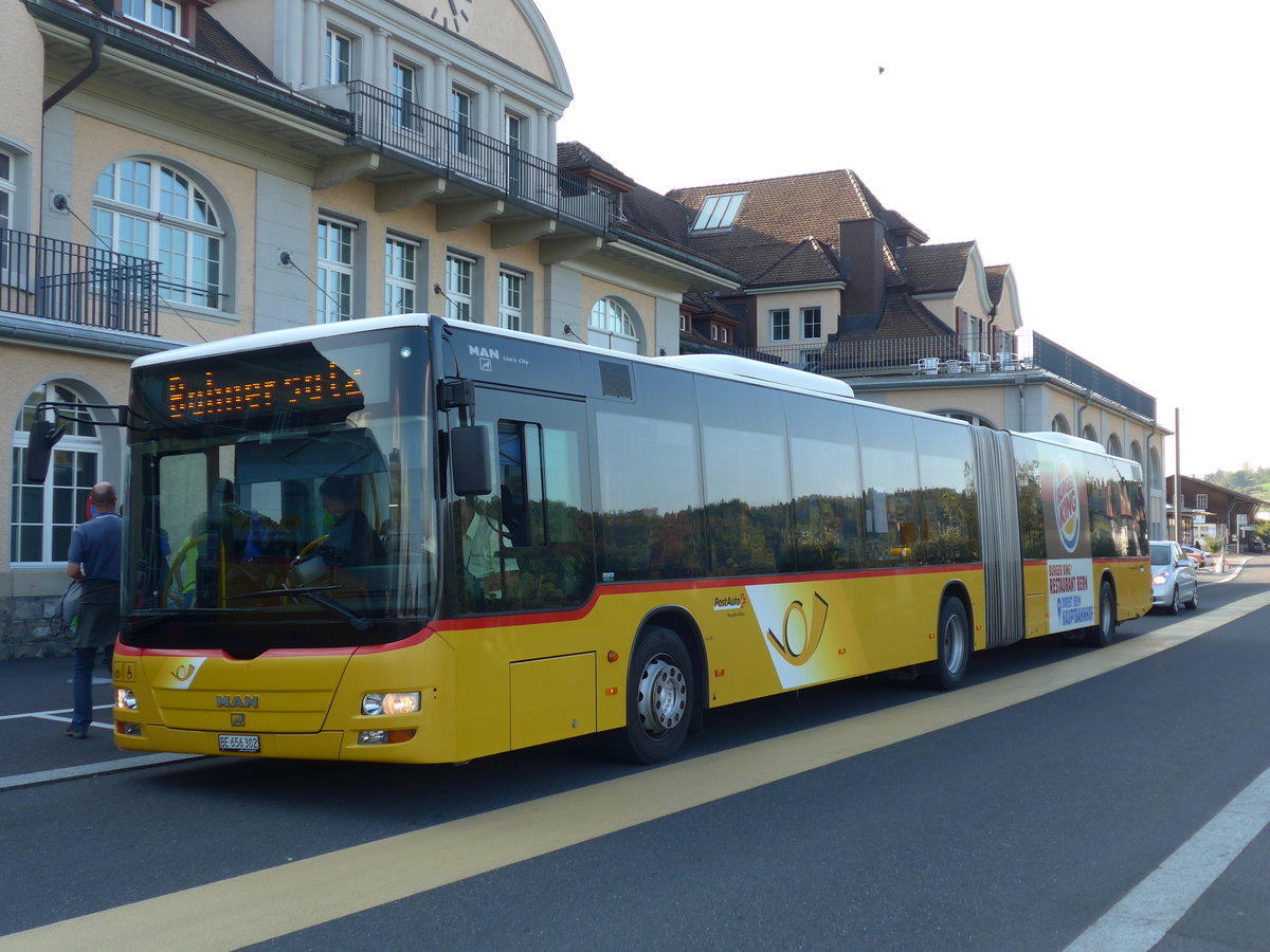 (175'164) - PostAuto Bern - Nr. 665/BE 656'302 - MAN am 24. September 2016 beim Bahnhof Spiez