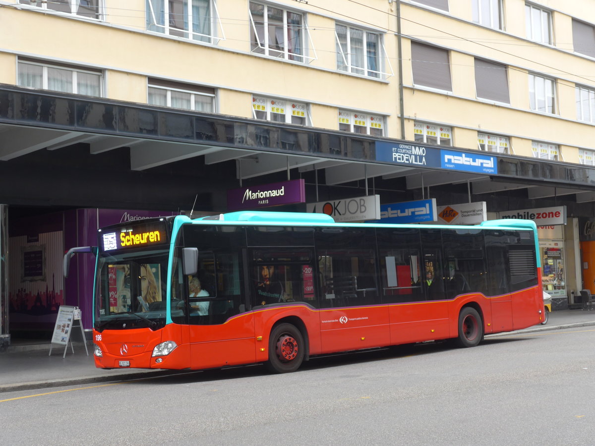 (175'447) - VB Biel - Nr. 196/BE 821'196 - Mercedes am 7. Oktober 2016 beim Bahnhof Biel