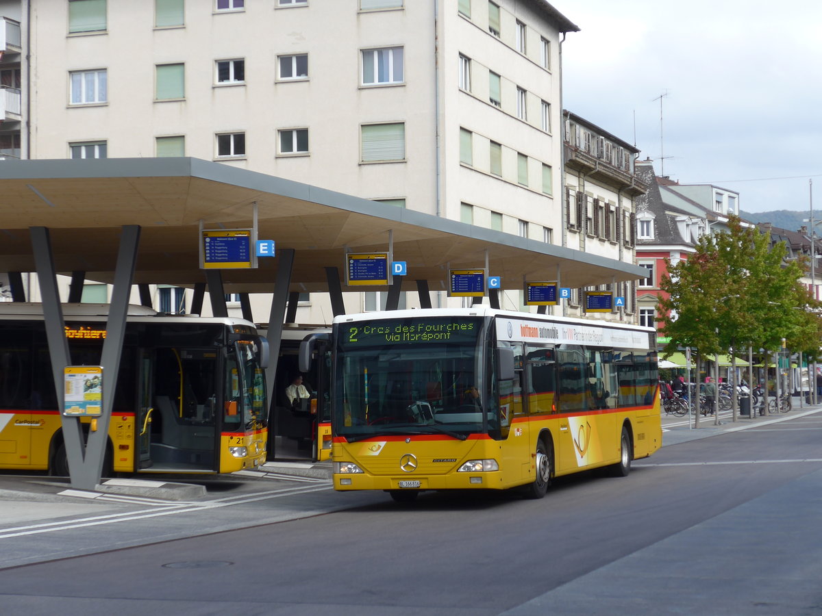 (175'501) - PostAuto Nordschweiz - BL 166'816 - Mercedes am 7. Oktober 2016 beim Bahnhof Delmont (Einsatz CarPostal)