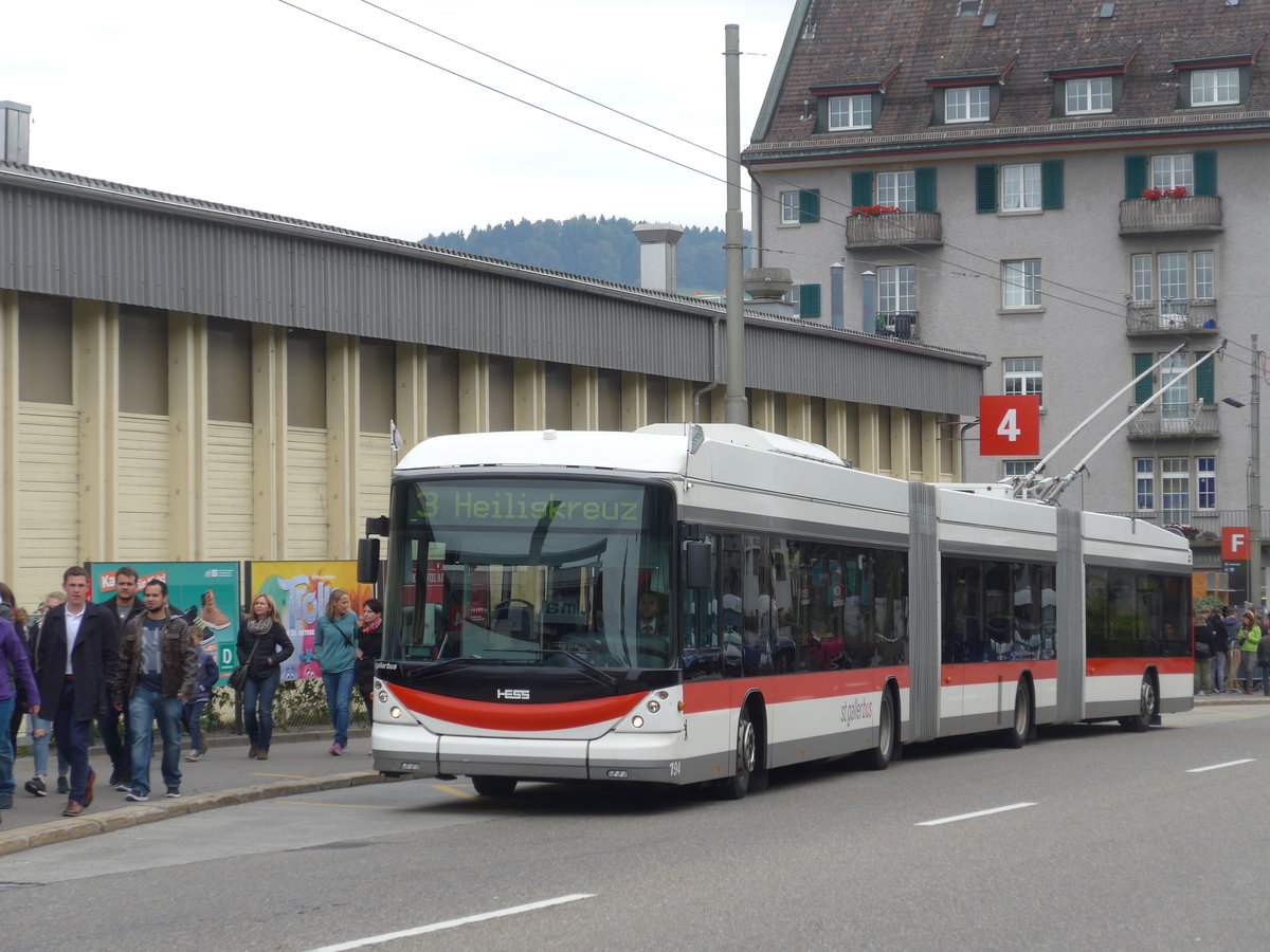 (175'626) - St. Gallerbus, St. Gallen - Nr. 194 - Hess/Hess Doppelgelenktrolleybus am 15. Oktober 2016 in St. Gallen, OLMA