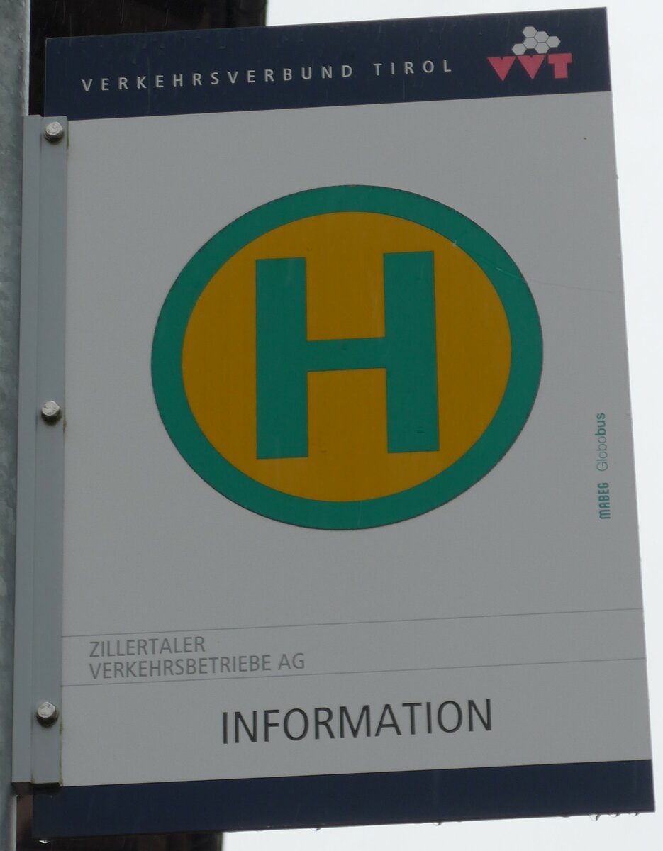 (175'968) - Zillertaler Verkehrsbetriebe-Haltestellenschild - Pertisau, Information - am 19. Oktober 2016