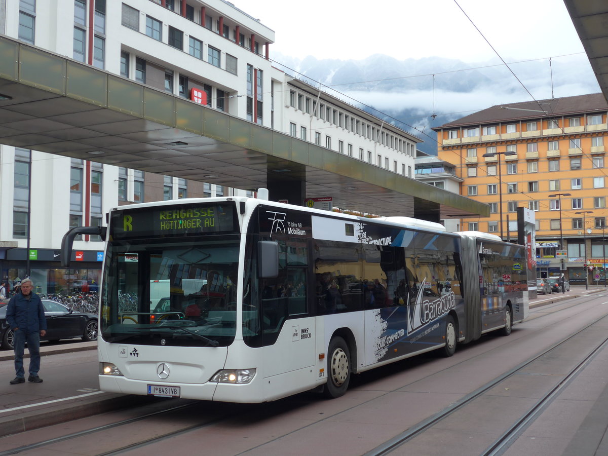 (176'123) - IVB Innsbruck - Nr. 843/I 843 IVB - Mercedes am 21. Oktober 2016 beim Bahnhof Innsbruck
