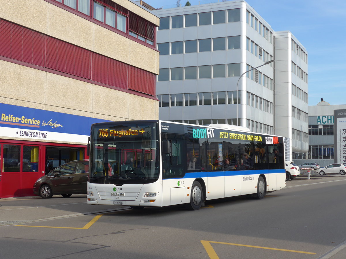 (176'530) - ATE Bus, Effretikon - Nr. 55/ZH 486'755 - MAN am 4. November 2016 in Kloten, Oberfeld