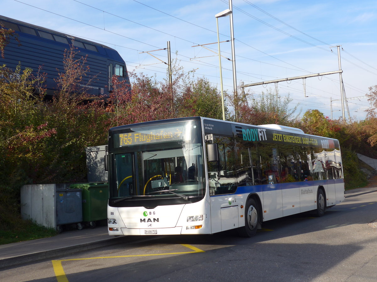 (176'533) - ATE Bus, Effretikon - Nr. 55/ZH 486'755 - MAN am 4. November 2016 in Dietlikon, Bahnhof/Bad