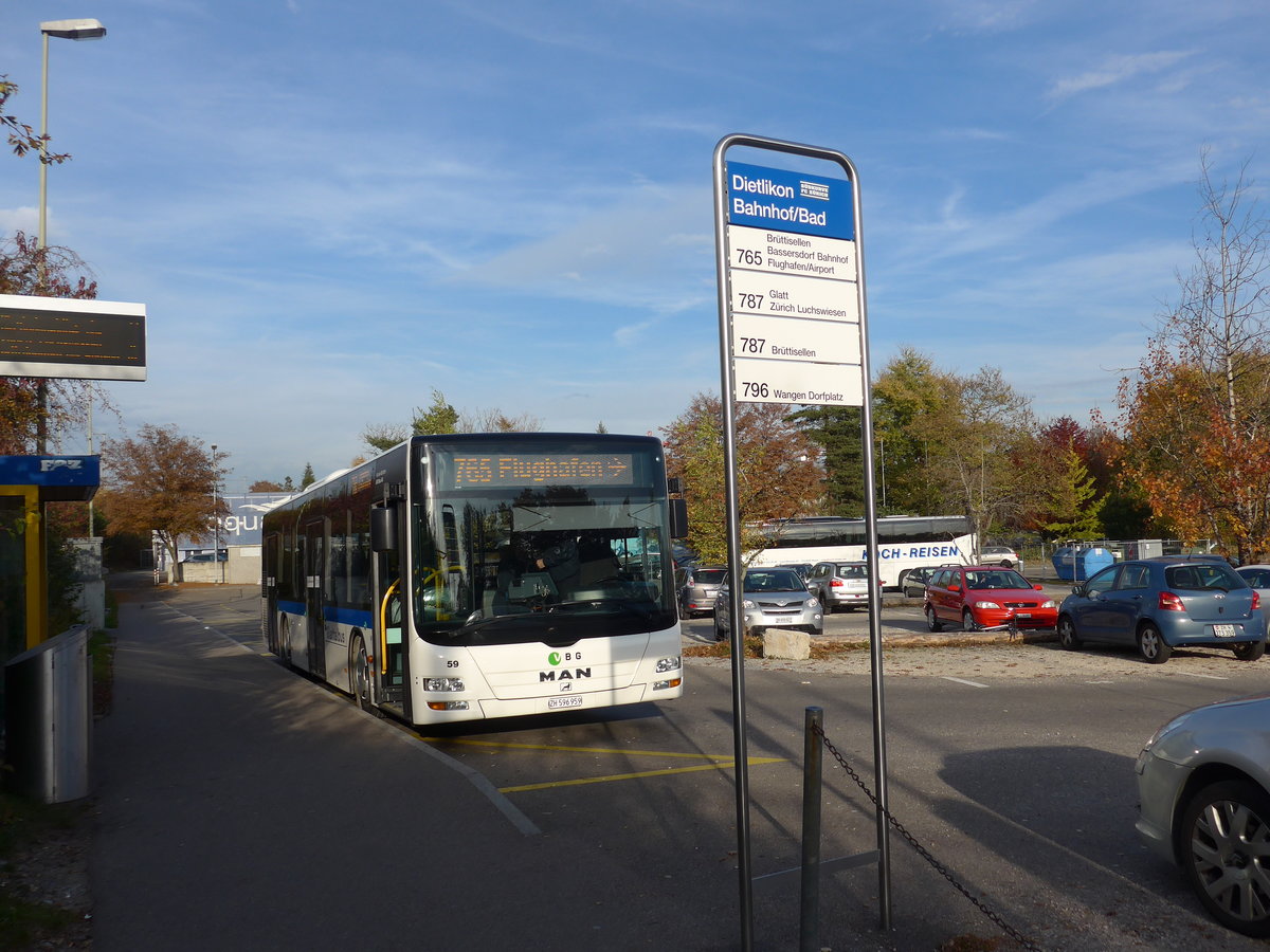 (176'549) - ATE Bus, Effretikon - Nr. 59/ZH 596'959 - MAN am 4. November 2016 in Dietlikon, Bahnhof/Bad