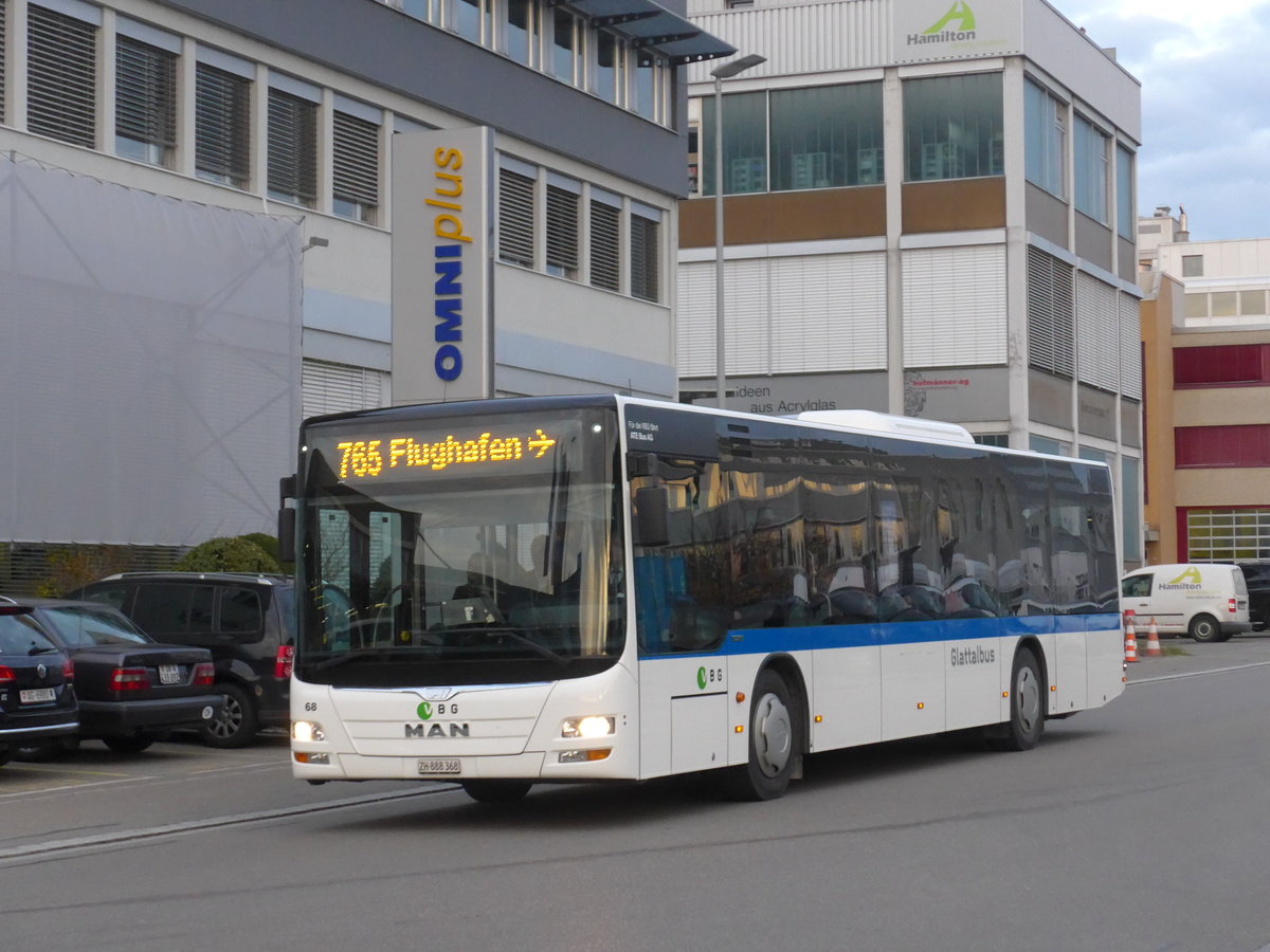 (176'575) - ATE Bus, Effretikon - Nr. 68/ZH 888'368 - MAN am 4. November 2016 in Kloten, EvoBus