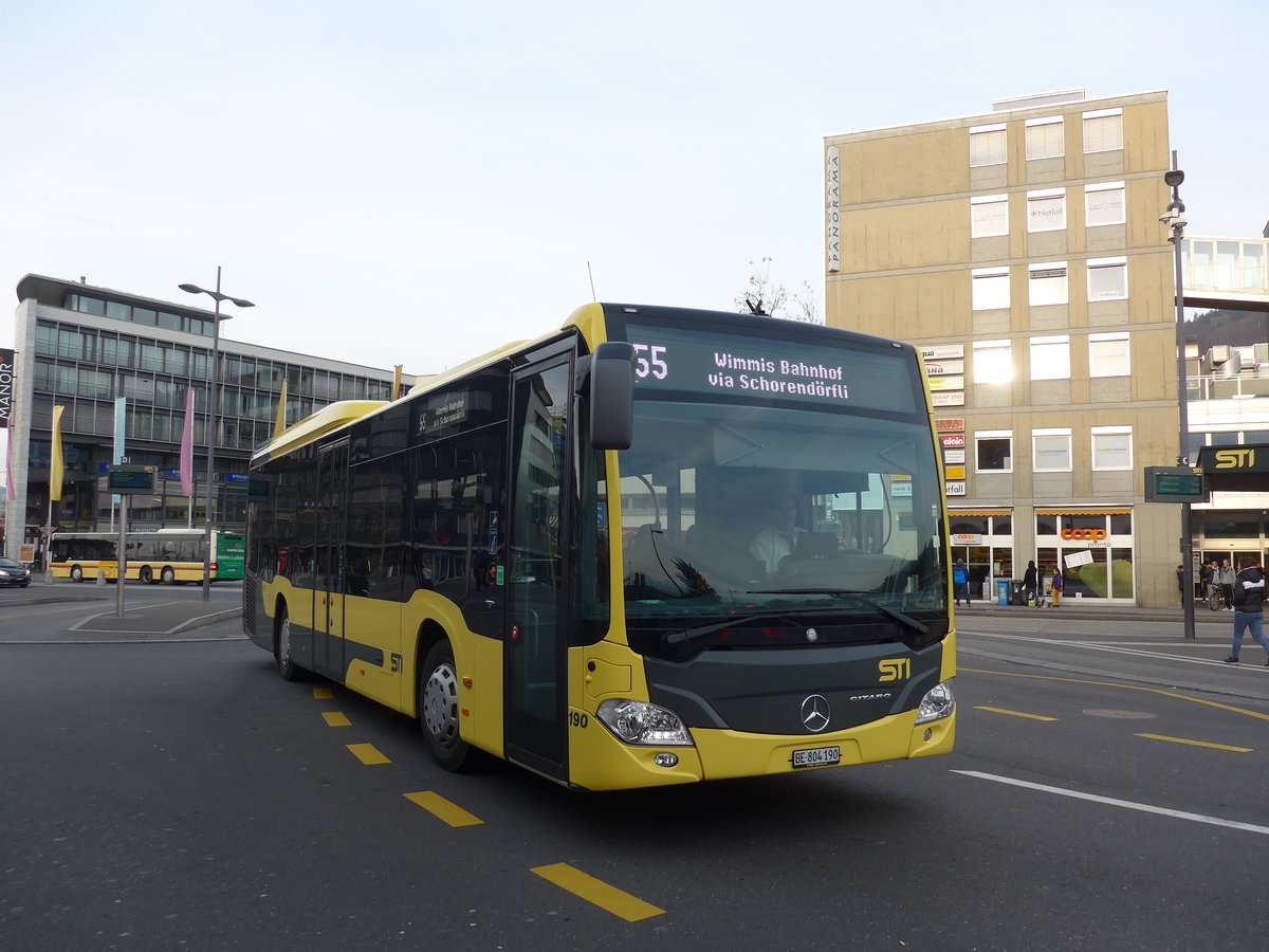 (176'772) - STI Thun - Nr. 190/BE 804'190 - Mercedes am 27. November 2016 beim Bahnhof Thun