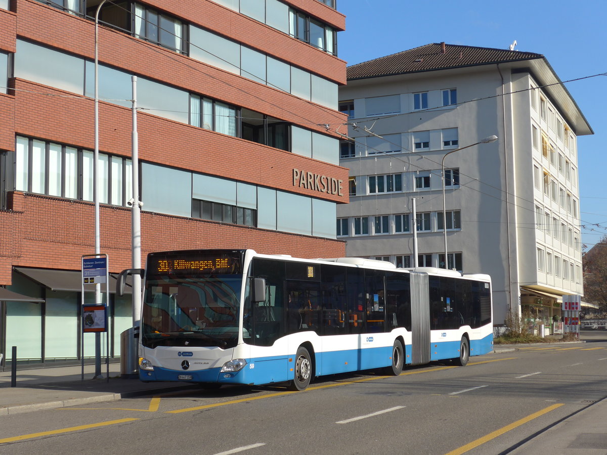 (176'943) - Limmat Bus, Dietikon - Nr. 59/ZH 447'159 - Mercedes am 6. Dezember 2016 in Schlieren, Zentrum/Bahnhof