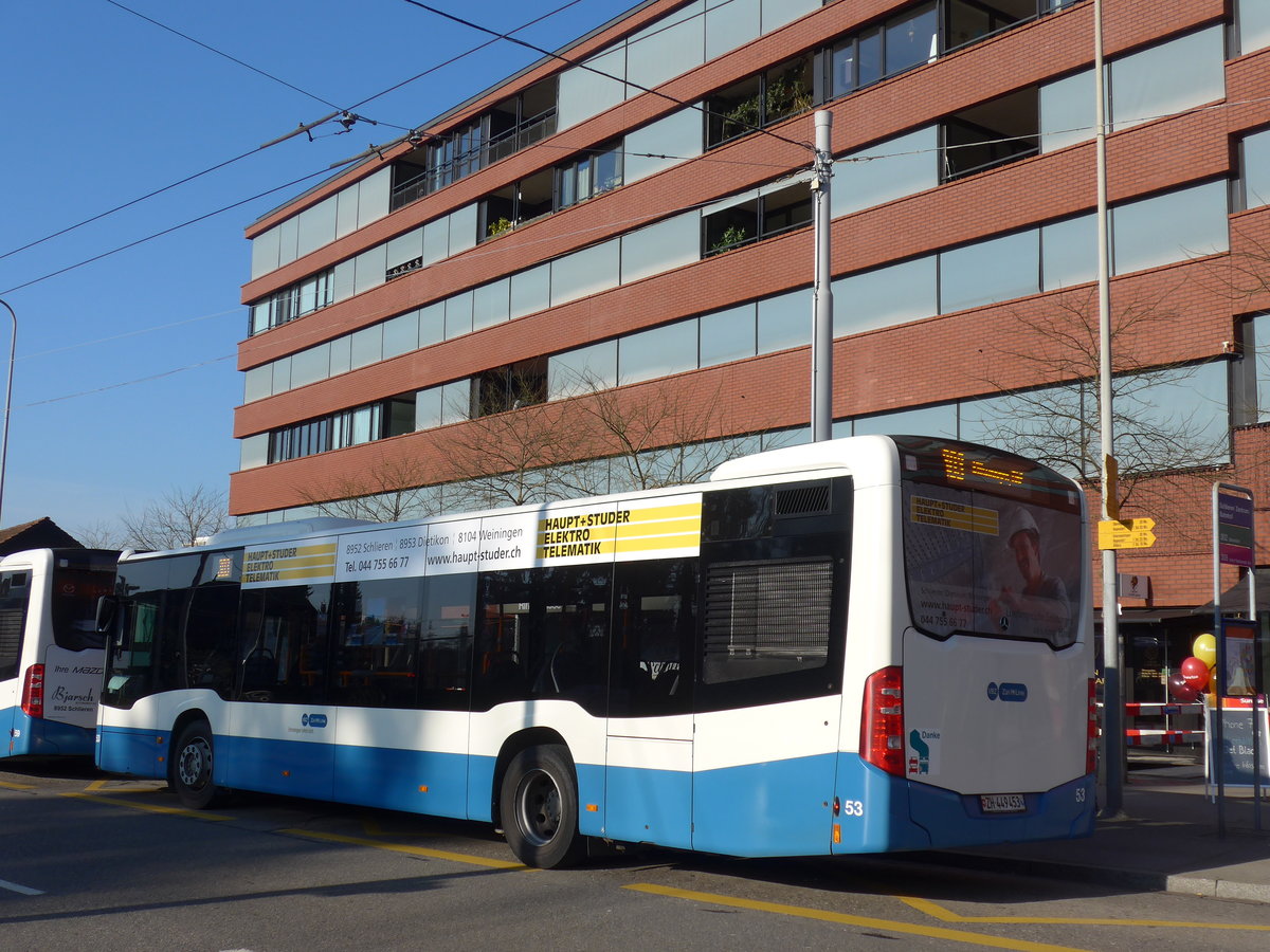 (176'950) - Limmat Bus, Dietikon - Nr. 53/ZH 449'453 - Mercedes am 6. Dezember 2016 in Schlieren, Zentrum/Bahnhof
