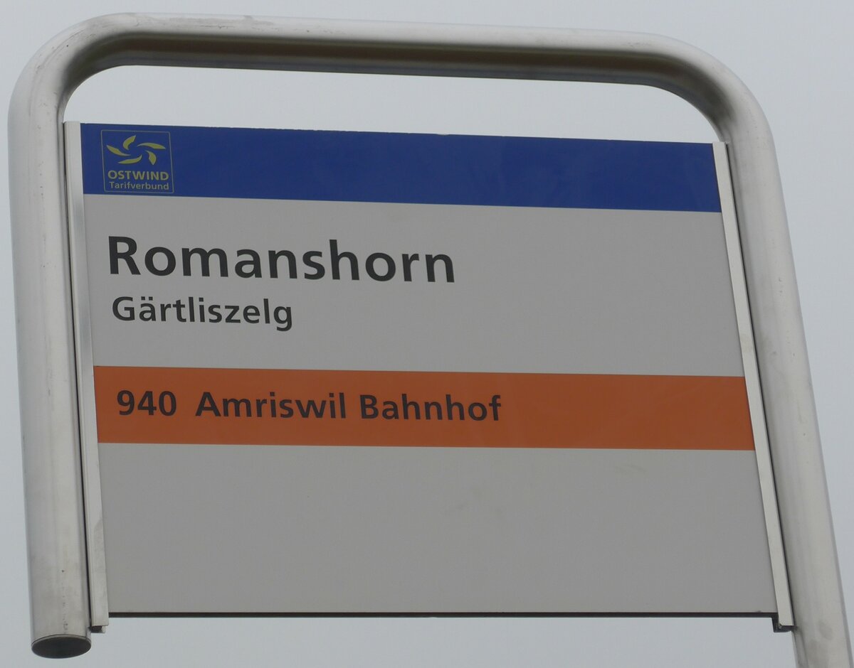 (177'022) - AOT-Haltestellenschild - Romanshorn, Grtliszelg - am 7. Dezember 2016