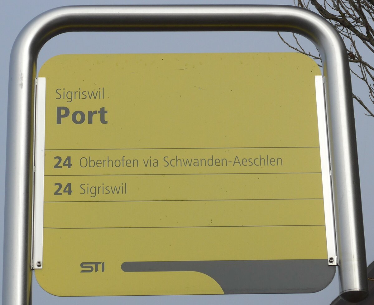 (177'225) - STI-Haltestellenschild - Sigriswil, Port - am 16. Dezember 2016