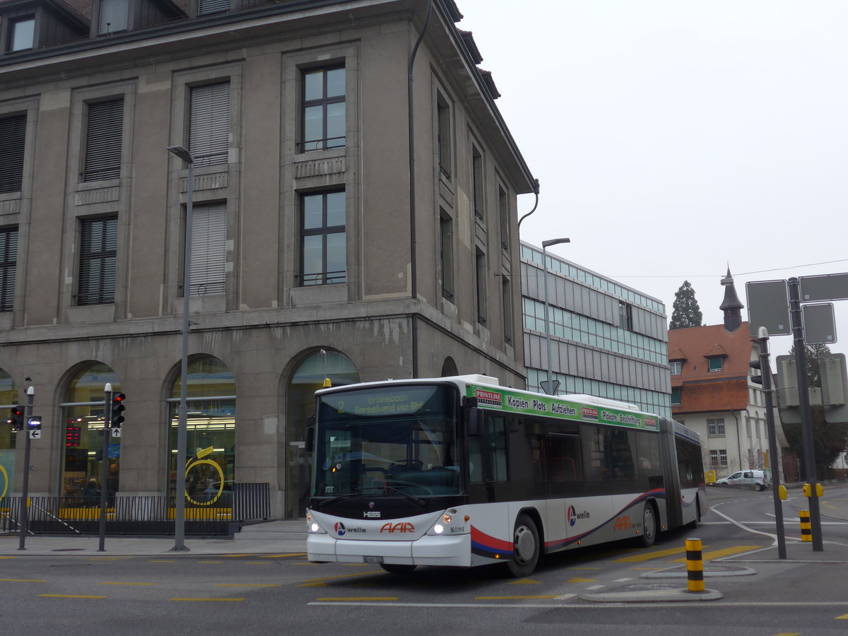 (177'296) - AAR bus+bahn, Aarau - Nr. 162/AG 441'162 - Scania/Hess am 24. Dezember 2016 beim Bahnhof Aarau