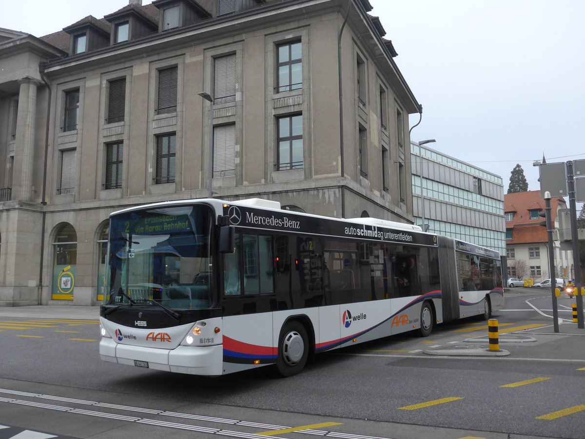 (177'309) - AAR bus+bahn, Aarau - Nr. 163/AG 441'163 - Scania/Hess am 24. Dezember 2016 beim Bahnhof Aarau
